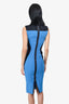 Victoria Beckham Blue/Black Embroidered Side Dress Size 4