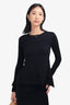 Alexander Wang Black Striped Velour Long-Sleeve Top Size XS