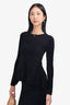 Alexander Wang Black Striped Velour Long-Sleeve Top Size XS