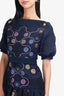 Peter Pilotto Navy Embroidered Dress Size 4