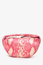 By Far White/Pink Snake Print Crush Bag