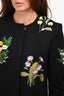 Stella McCartney Black Floral Embroidered Wool Coat Size 40