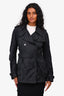 Burberry London Black Double Breasted Trench Coat Size 6 US