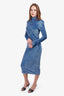 Scanlan Theodore Blue Stripe Velvet Dress Size XS