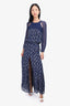 Isabel Marant Etoile Blue Leaf-Print Long-Sleeve Maxi Dress Size 34