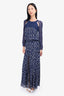 Isabel Marant Etoile Blue Leaf-Print Long-Sleeve Maxi Dress Size 34