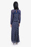 Isabel Marant Etoile Blue Leaf-Print Long-Sleeve Maxi Dress Size 34