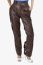 Maniere De Voir Brown Faux Leather Pants Size 0