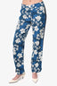 Smythe Blue Floral Tuxedo Pant Size 00