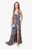 Tanya Taylor Green Floral High-Slit Dress Size 0