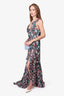 Tanya Taylor Green Floral High-Slit Dress Size 0