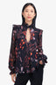 Giambattista Valli Black Silk Printed Blouse Size XXS