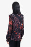 Giambattista Valli Black Silk Printed Blouse Size XXS