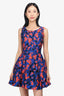 Mary Katrantzou Blue/Orange Embroidered Dress Size 8