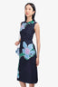 Prada Navy Woven Floral Shift Dress Size 36