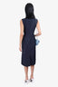 Prada Navy Woven Floral Shift Dress Size 36