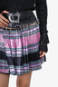 Chopova Lowena Black/Pink Striped Pleated Mini Skirt Size S