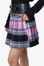 Chopova Lowena Black/Pink Striped Pleated Mini Skirt Size S