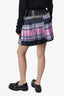 Chopova Lowena Black/Pink Striped Pleated Mini Skirt Size S