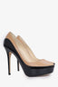 Jimmy Choo Black/Nude Leather Platform Heels Size 38.5