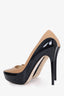 Jimmy Choo Black/Nude Leather Platform Heels Size 38.5