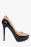 Jimmy Choo Black/Nude Leather Platform Heels Size 38.5