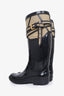 Burberry Black/Nude Rubber/Canvas Belt Detail Rain Boots Size 37