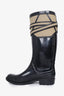 Burberry Black/Nude Rubber/Canvas Belt Detail Rain Boots Size 37