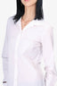 Gucci White Long Sleeve Shirt with Web Detail Size 42