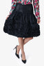 Oscar de la Renta Black Ruffle Applique Tulle Flare Skirt Size 4