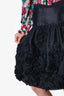 Oscar de la Renta Black Ruffle Applique Tulle Flare Skirt Size 4