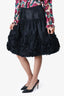 Oscar de la Renta Black Ruffle Applique Tulle Flare Skirt Size 4