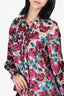 Saloni Silk Blend Floral Print Ruffle Neck Pussy Bow Blouse Size 6