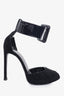 Saint Laurent Black Suede Peep Toe Ankle Buckled Heels Size 37.5