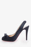 Christian Louboutin Black Satin Slingback Bow Toed Pumps Size 38