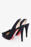 Christian Louboutin Black Satin Slingback Bow Toed Pumps Size 38