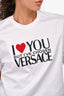 Versace White/Black Graphic "I Love You" Cropped T-Shirt Size 40