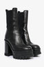 Versace Black Leather Platform Boots Size 37