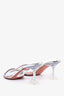 Amina Muaddi Silver Crystal Heels Size 37.5