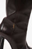 Saint Laurent Brown Leather Logo Heel Boots Size 37