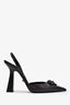 Versace Black Leather Medusa Head Slingback Pumps Size 41