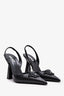 Versace Black Leather Medusa Head Slingback Pumps Size 41