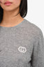 Gucci Grey Cashmere Crewneck GG Sweater Size S