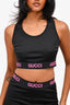 Gucci Black/Hot Pink Logo Band Bralette + Biker Shorts Set Size S