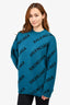 Balenciaga 2021 Teal Wool Monogram Sweater Size XS