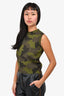 Christian Dior Green Camouflage Knit Top Size 4