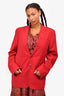 Gucci Vintage Red Cotton Single Breasted Blazer Size 54