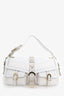 Versace White Leather/Canva Grace Medusa Print Shoulder Bag