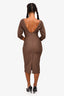 Fendi Taupe Piqué Jersey Midi Dress Size 38 IT