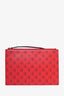 Gucci Ghost Red Skull Print Leather Zip Pouch